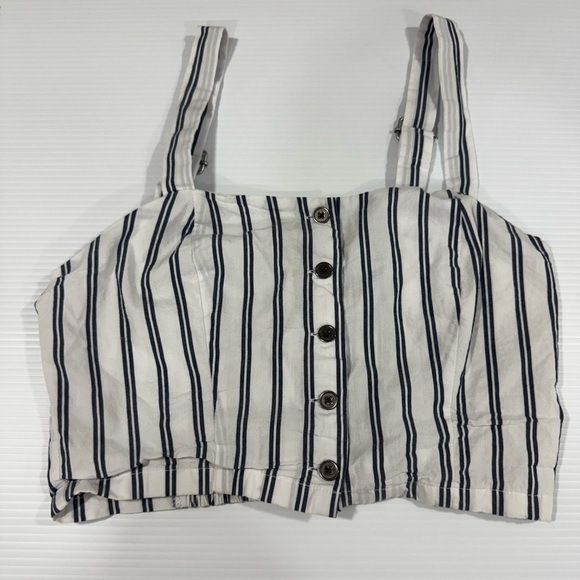 Kendall & Kylie Navy Striped Crop Top - Picture 1 of 6